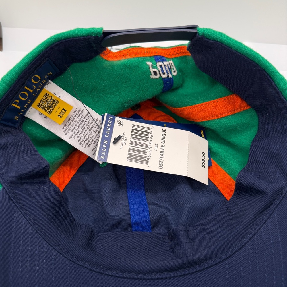 Polo Ralph Lauren 67 ATHL. DIV P-Wing Hat Cap Green Fleece Snapback One Size NWT - Picture 9 of 14